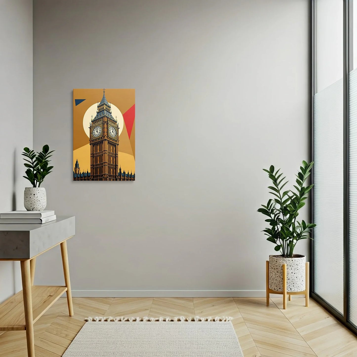Tablou Modern - Big Ben Cubist în Culori Intense - vedere hol