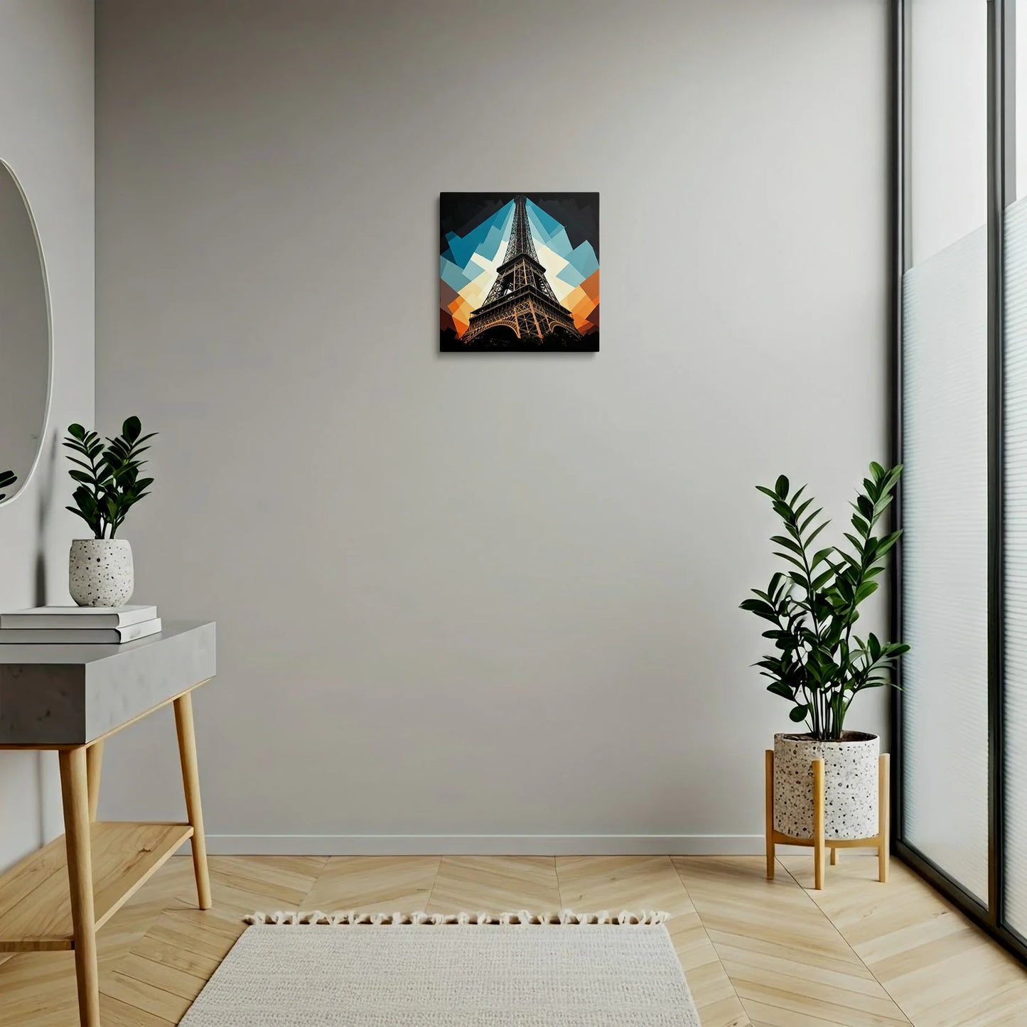 Tablou Modern - Fragmentare Geometrică A Turnului Eiffel - vedere hol