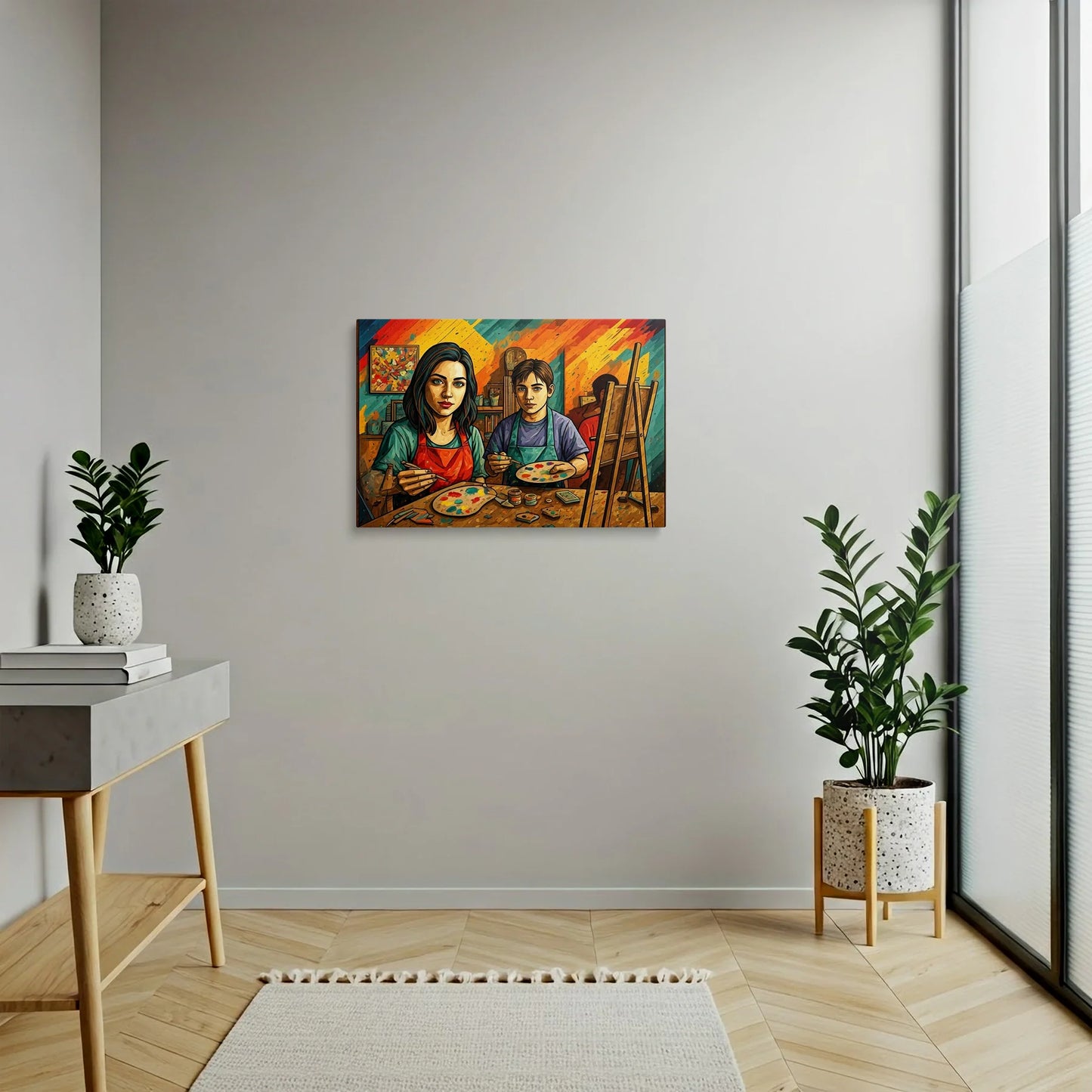 Tablou Modern - Scenă Educațională în Culori Îndrăznețe - vedere hol