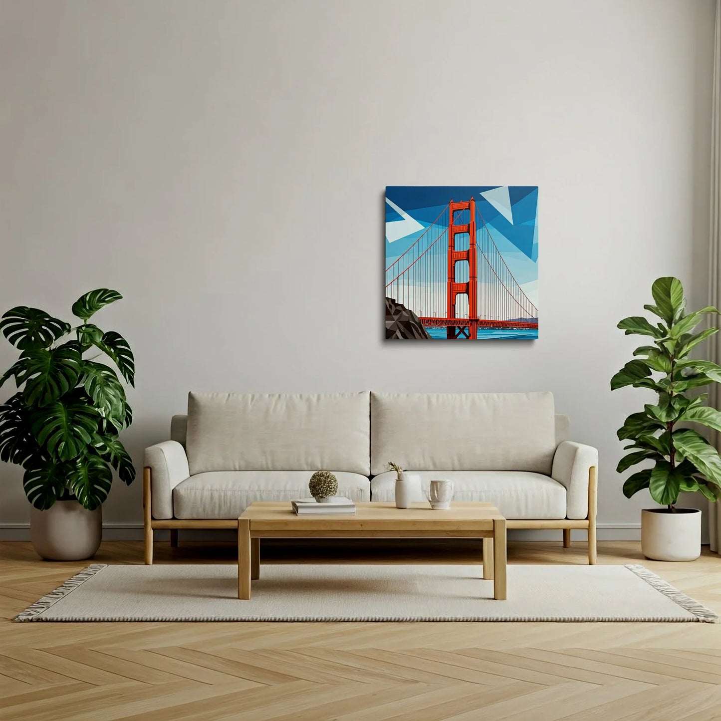 Tablou Modern - Portret Geometric Al Podului Golden Gate - vedere living