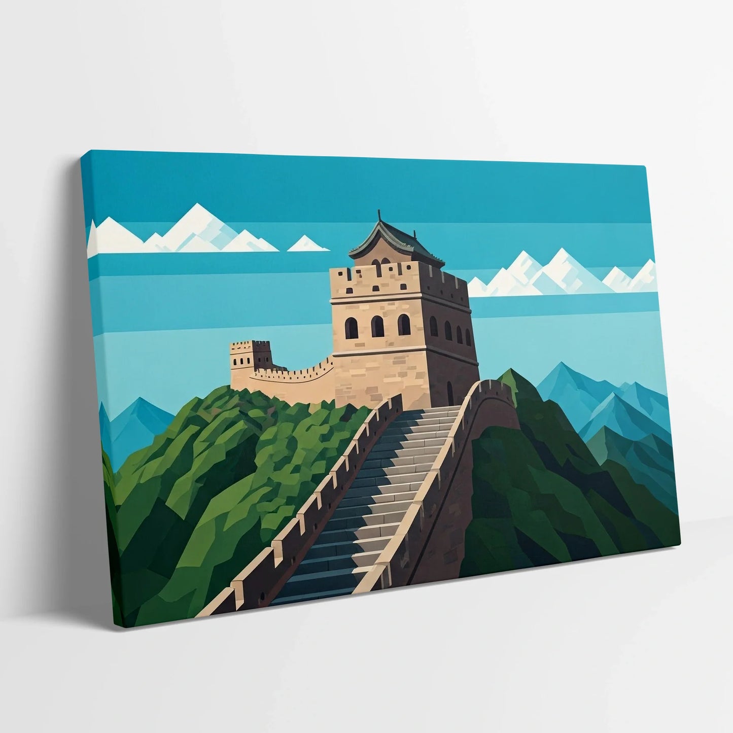 Tablou Modern - Pereți de Piatră Ai Marelui Zid Chinezesc - vedere din lateral sprijinit perete