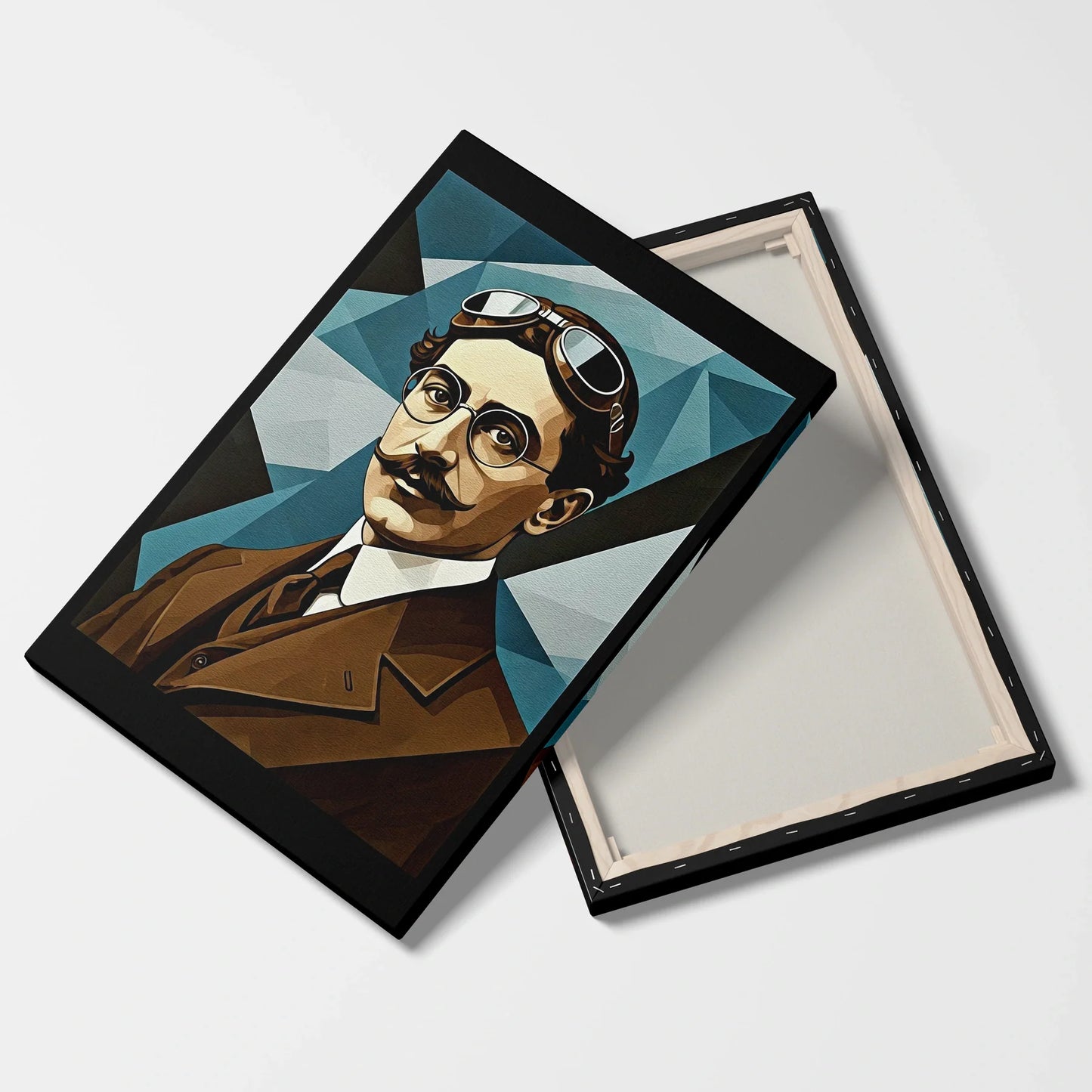 Tablou Modern - Portret Cubist cu Geometrie Expresivă - vedere fata verso