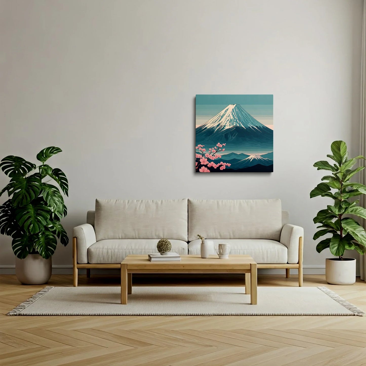 Tablou Modern - Portret Geometric Al Muntelui Fuji - vedere living