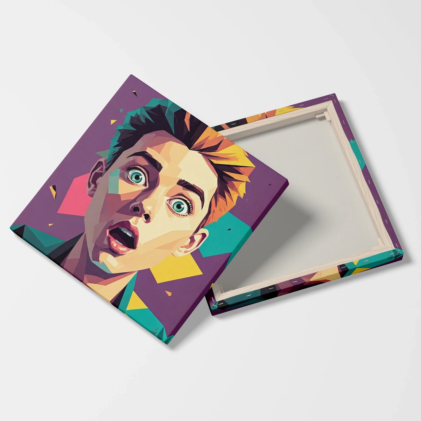 Tablou Modern - Portret Geometric cu Emoții Intense - vedere fata verso
