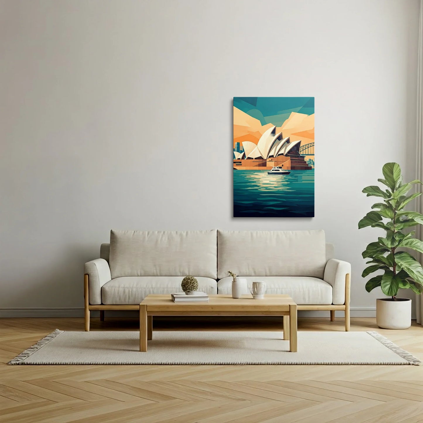 Tablou Modern - Opera Din Sydney în Stil Geometric - vedere living