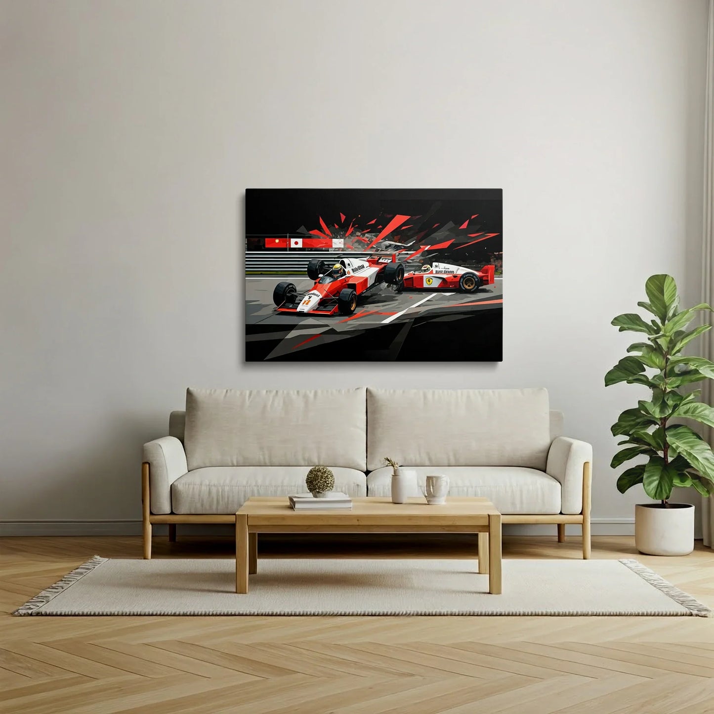 Tablou Modern - Coliziune Iconică în Formula 1