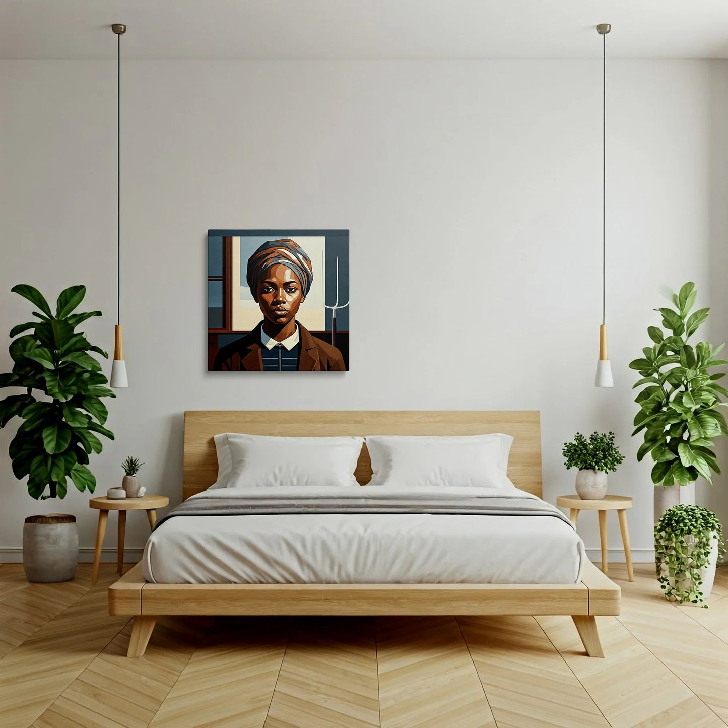 Tablou Modern - Portret Geometric de Femeie - vedere dormitor