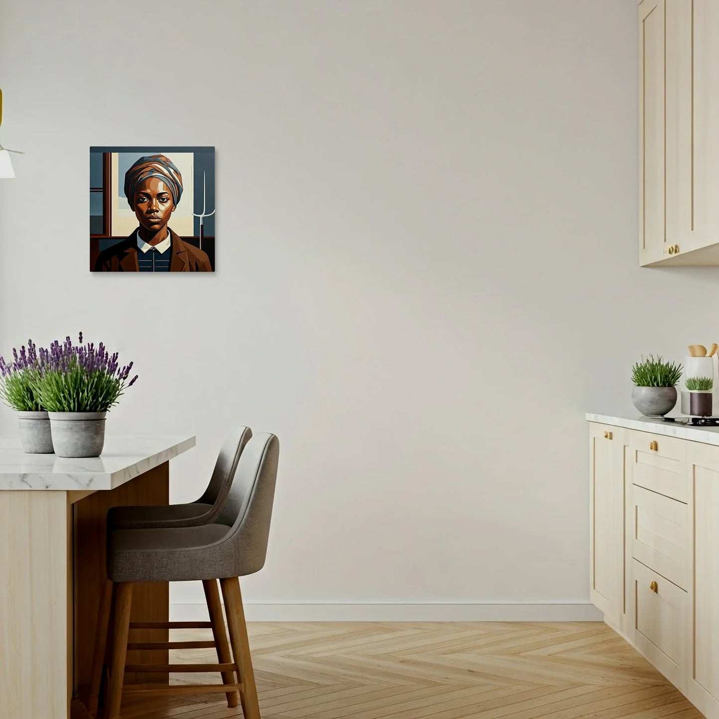 Tablou Modern - Portret Geometric de Femeie - vedere bucatarie