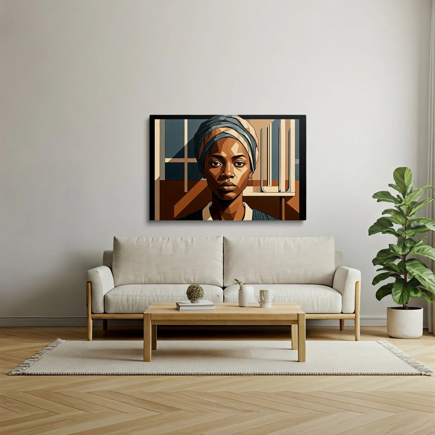 Tablou Modern - Portret Geometric Feminin - vedere living
