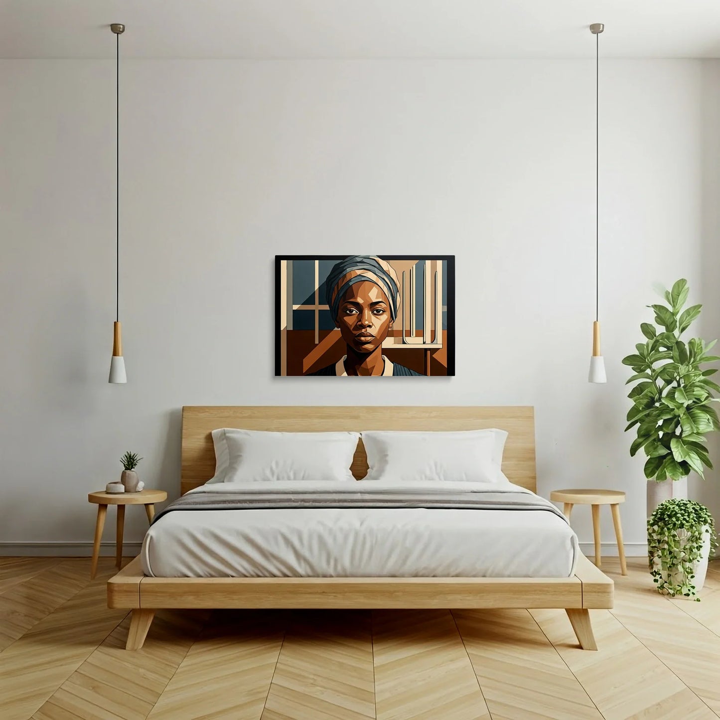 Tablou Modern - Portret Geometric Feminin - vedere dormitor
