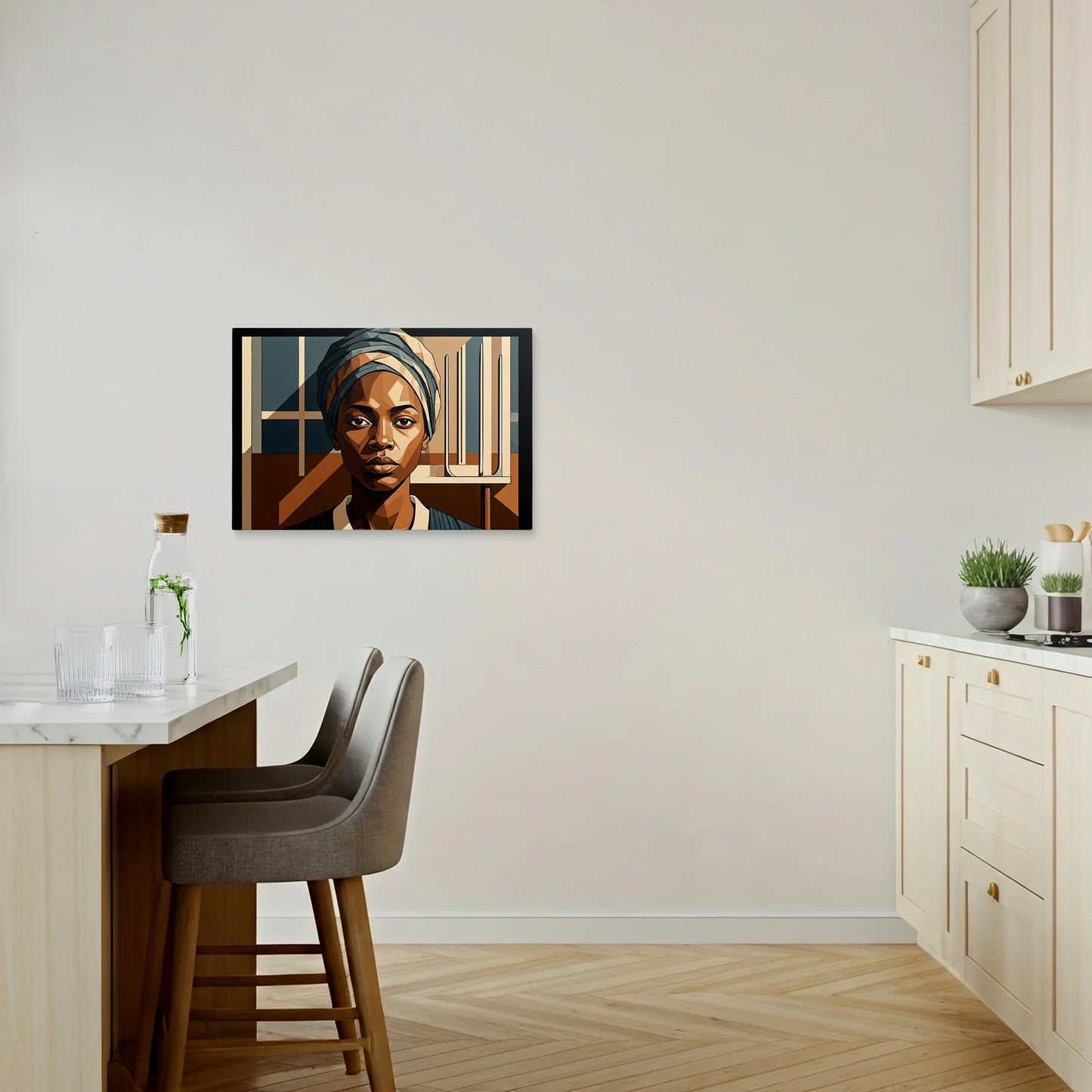 Tablou Modern - Portret Geometric Feminin - vedere bucatarie