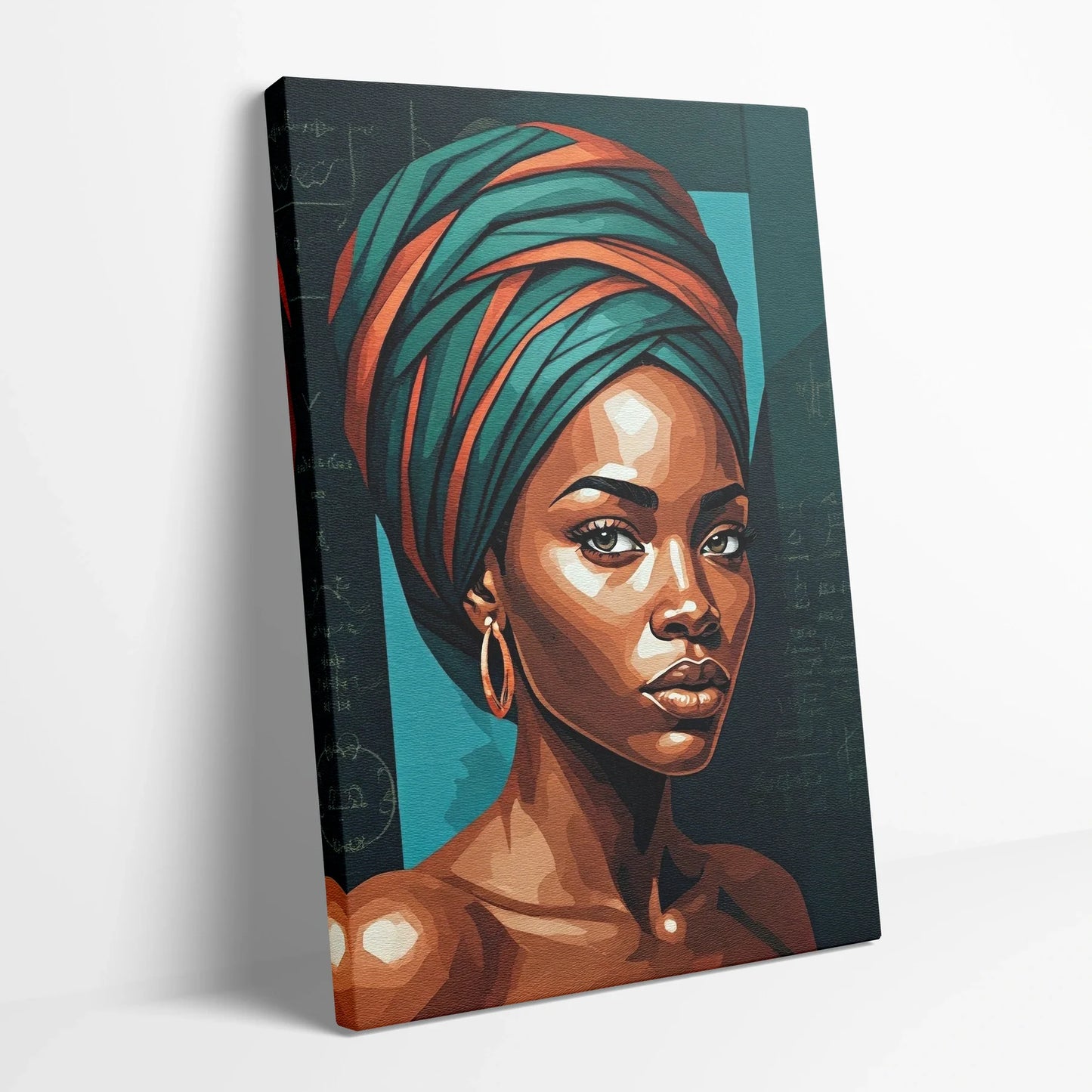 Tablou Modern - Portret Geometric African 2 - vedere din lateral sprijinit perete
