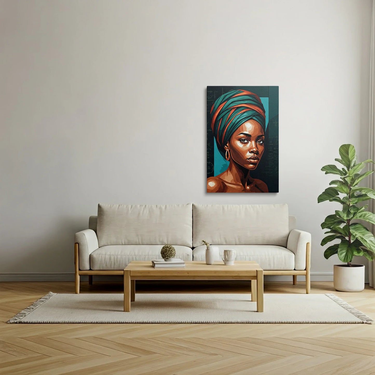 Tablou Modern - Portret Geometric African 2 - vedere living