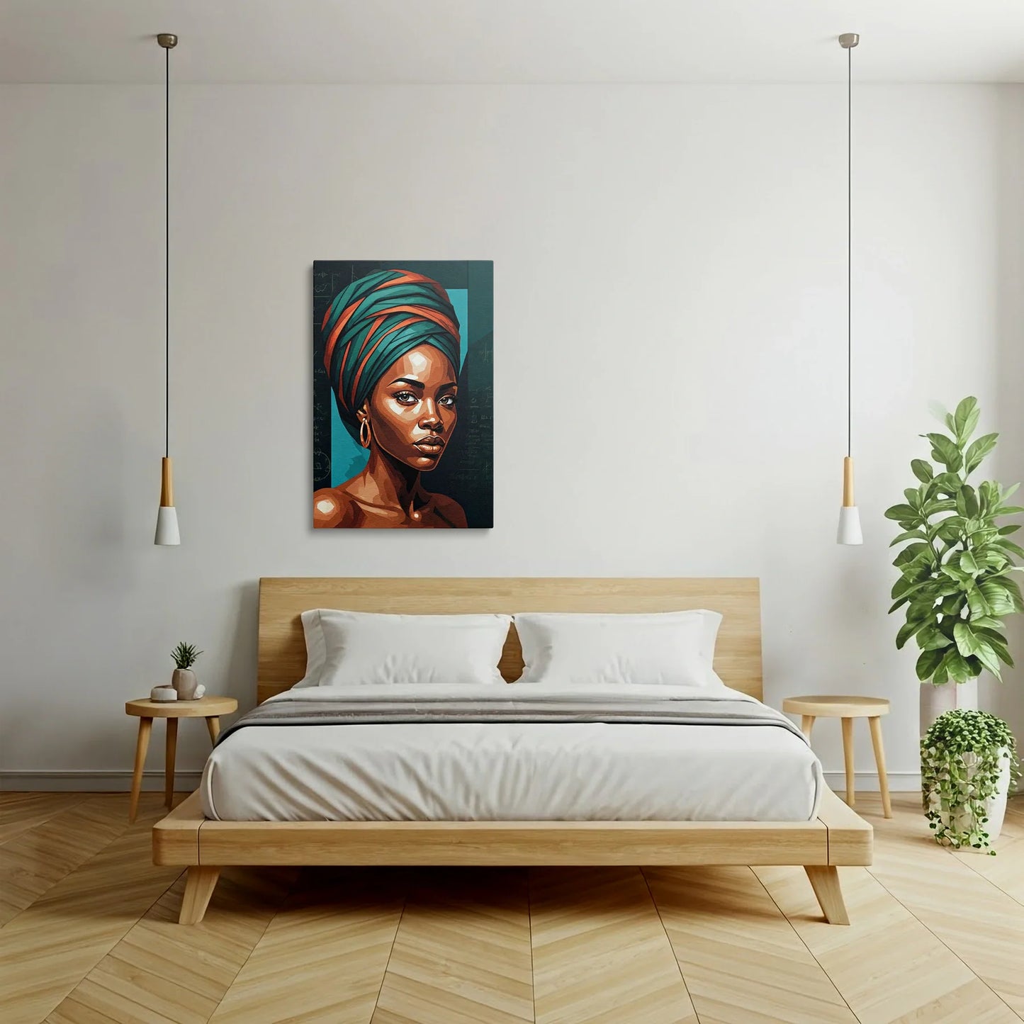 Tablou Modern - Portret Geometric African 2 - vedere dormitor