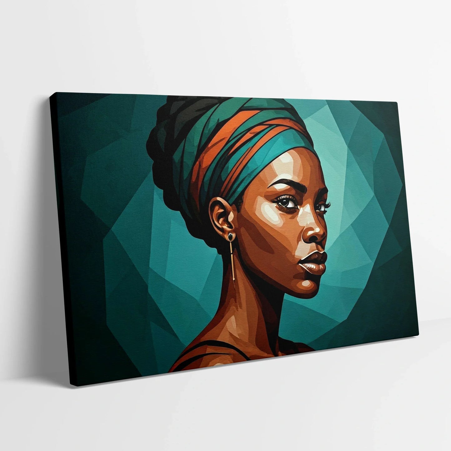 Tablou Modern - Portret Geometric Femeiesc - vedere din lateral sprijinit perete