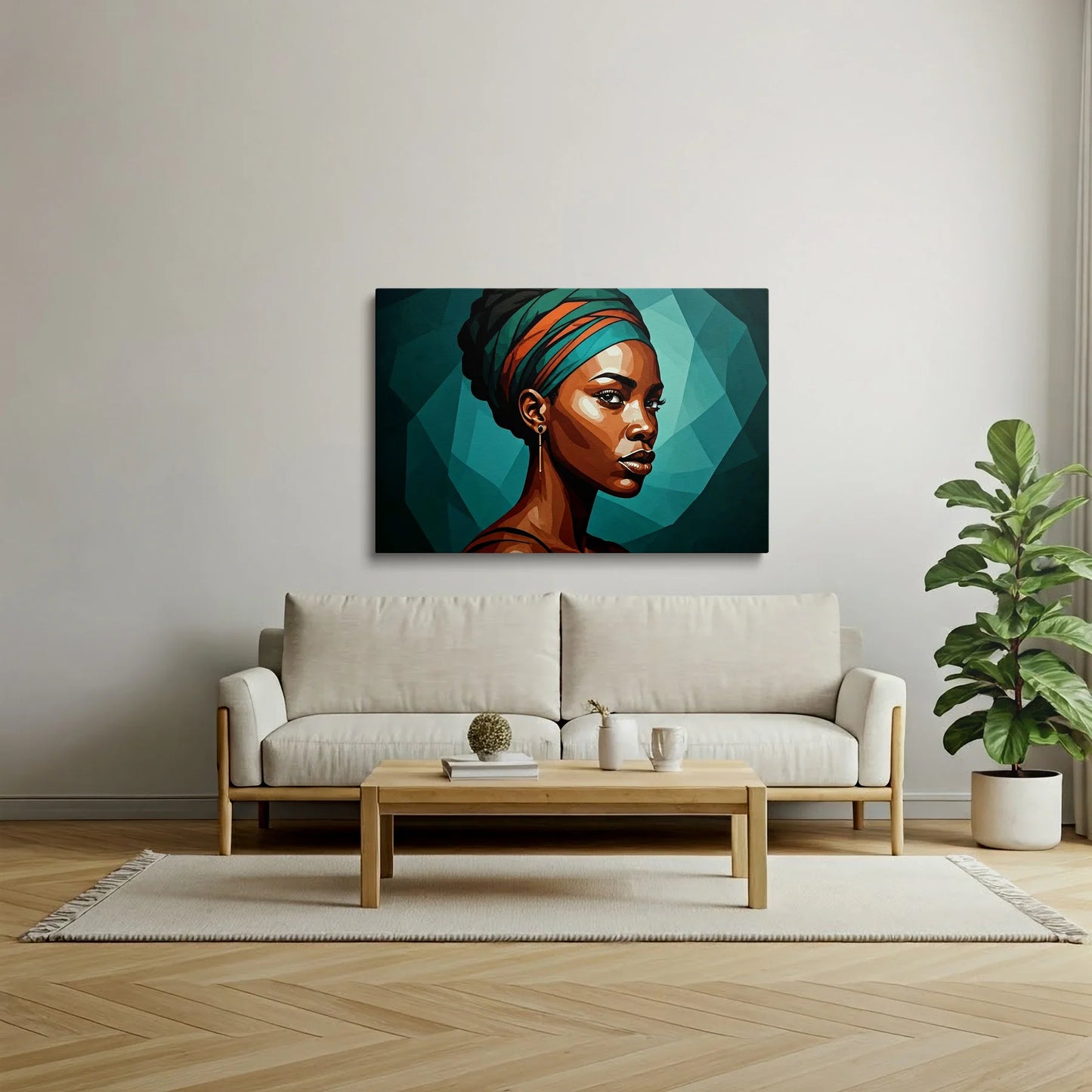 Tablou Modern - Portret Geometric Femeiesc - vedere living