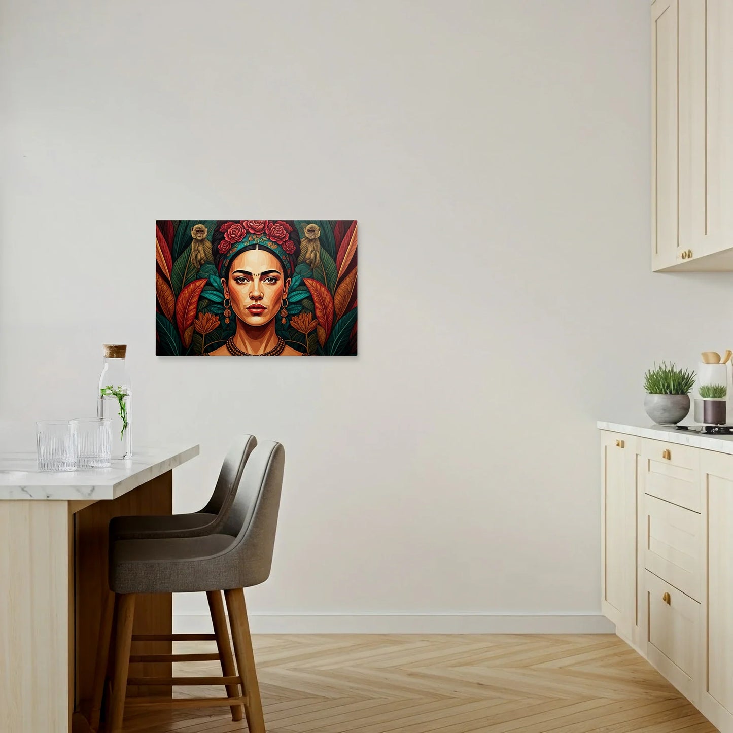 Tablou Modern - Portret Feminin Geometric Colorat - vedere bucatarie