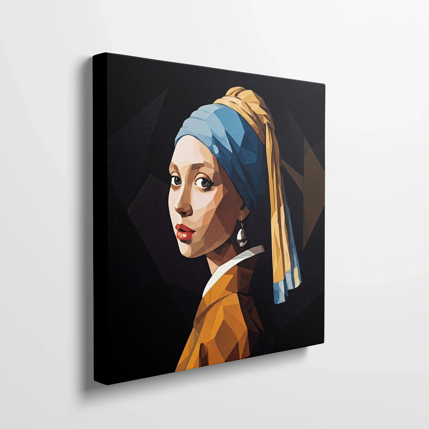 Tablou Modern - Portret Geometric cu Femeie - vedere din lateral sprijinit perete