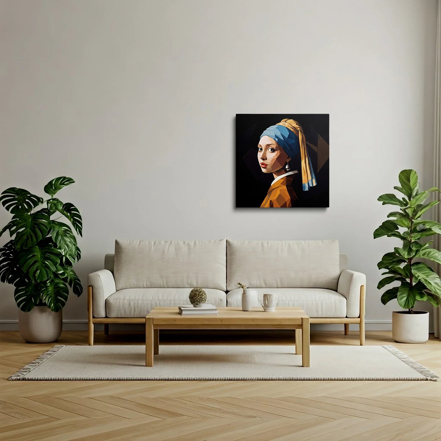 Tablou Modern - Portret Geometric cu Femeie - vedere living