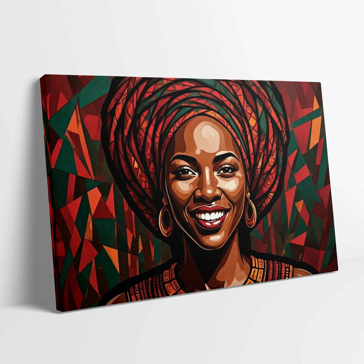 Tablou Modern - Portret Geometric African 3 - vedere din lateral sprijinit perete