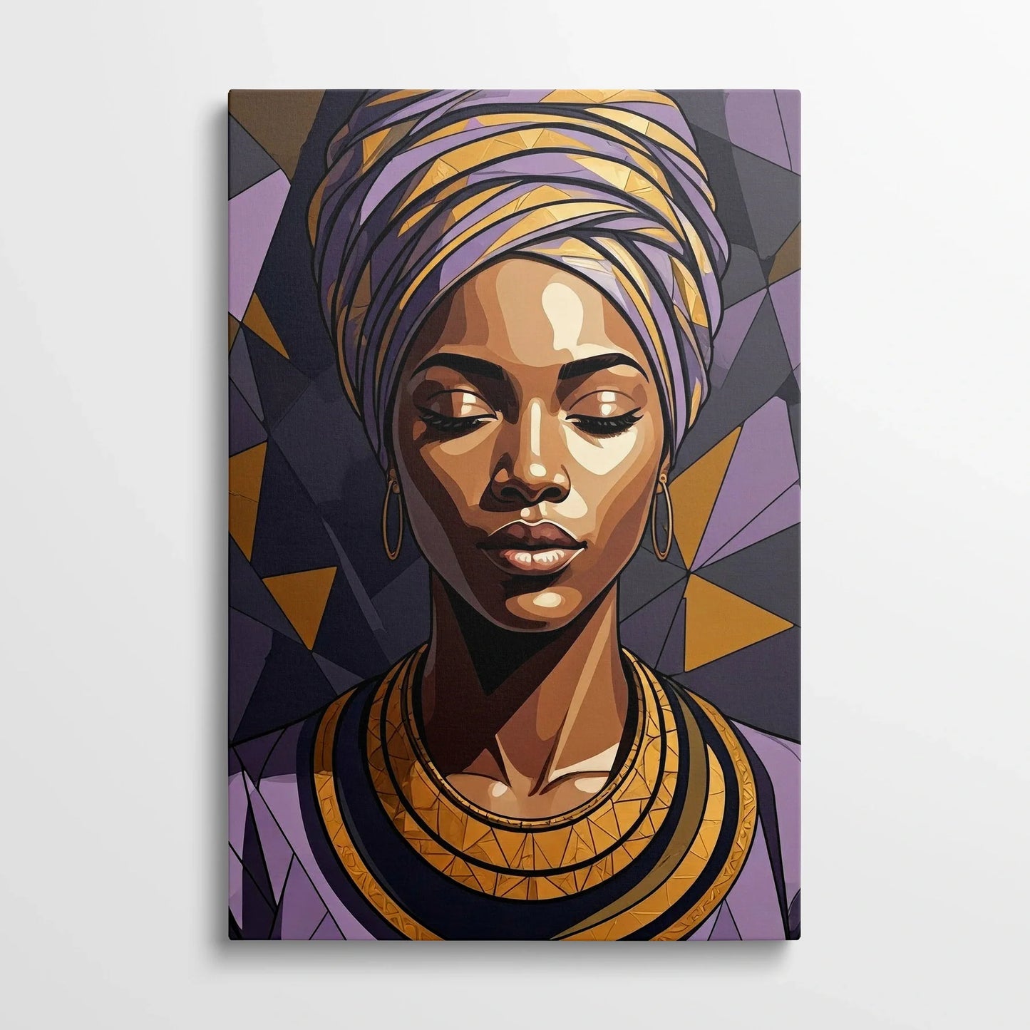 Tablou Modern - Portret Geometric African Expresiv - vedere din fata
