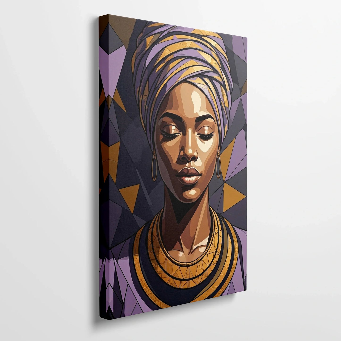 Tablou Modern - Portret Geometric African Expresiv - vedere din lateral