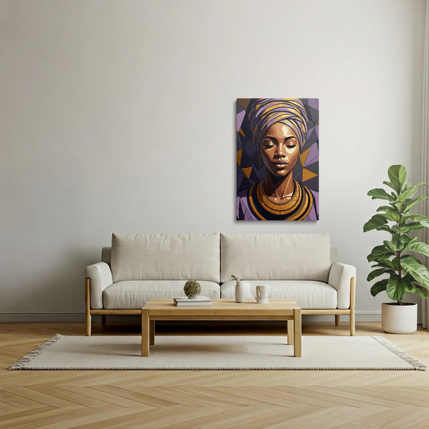 Tablou Modern - Portret Geometric African Expresiv - vedere living