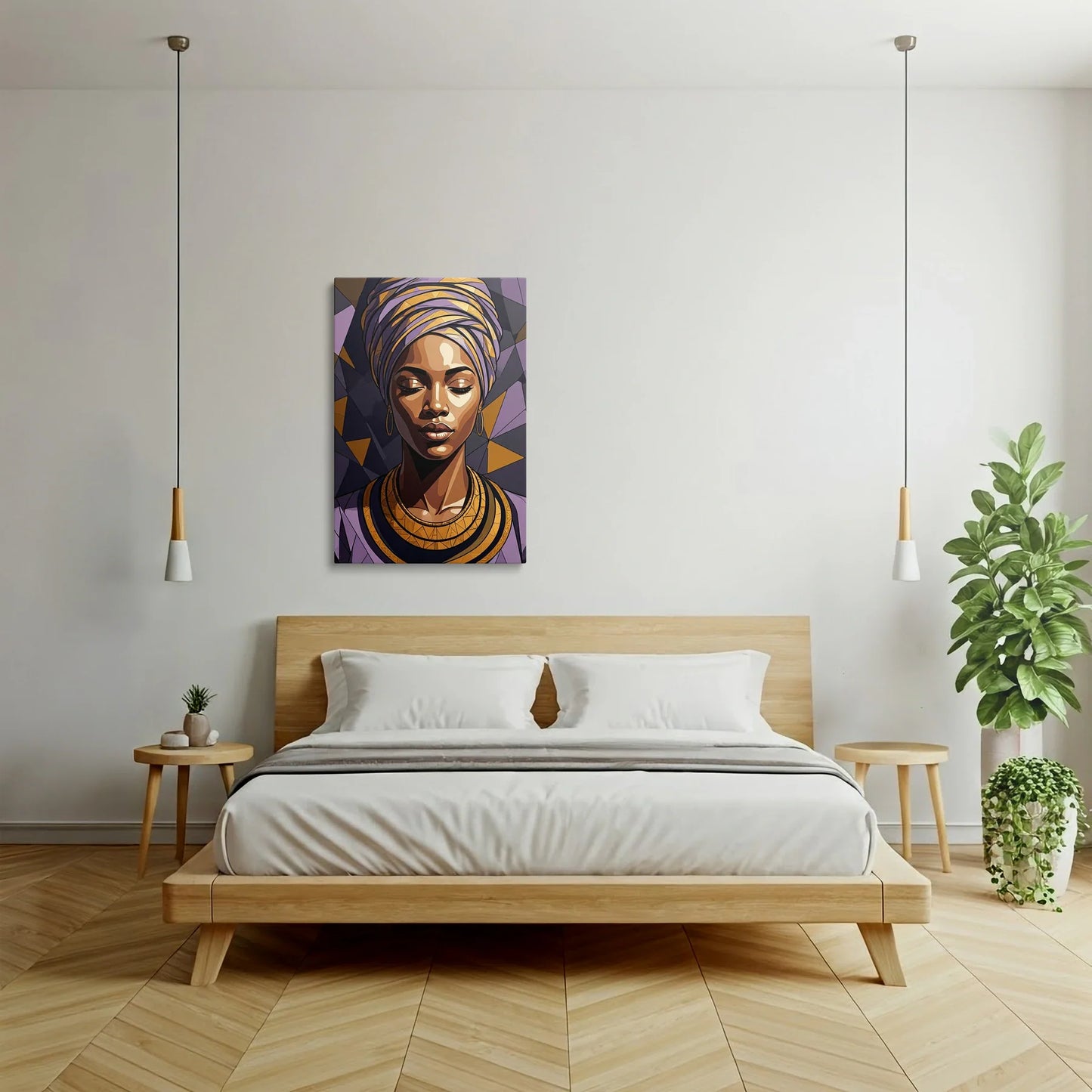 Tablou Modern - Portret Geometric African Expresiv - vedere dormitor