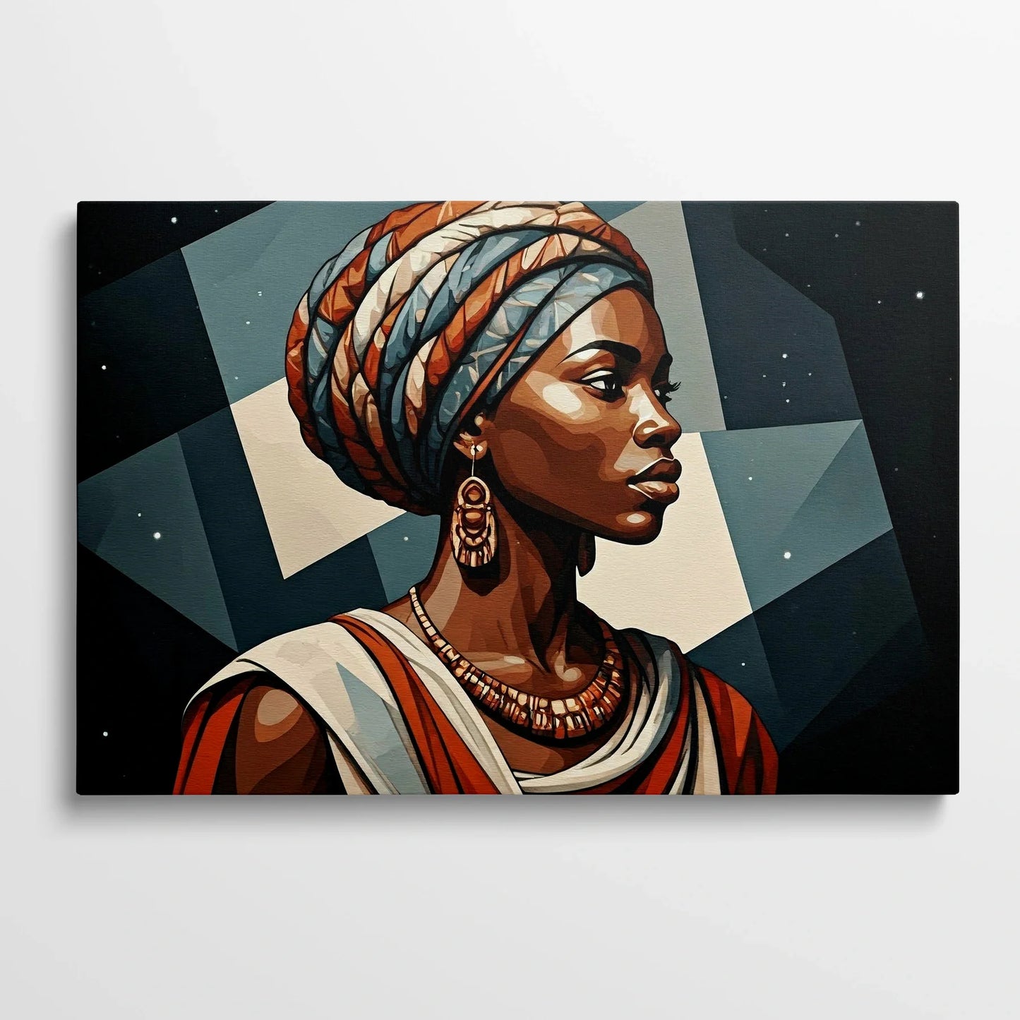 Tablou Modern - Portret Geometric Feminin Exprimat - vedere din fata