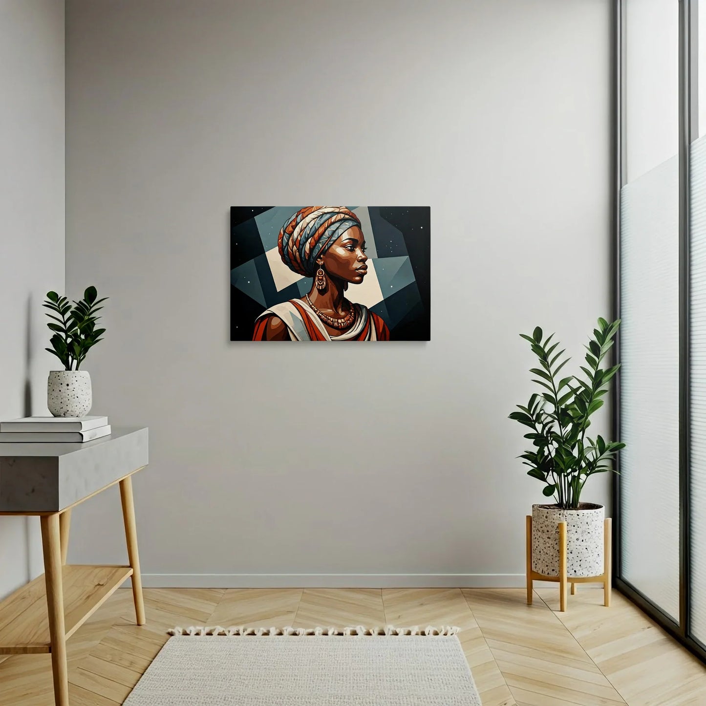 Tablou Modern - Portret Geometric Feminin Exprimat - vedere hol
