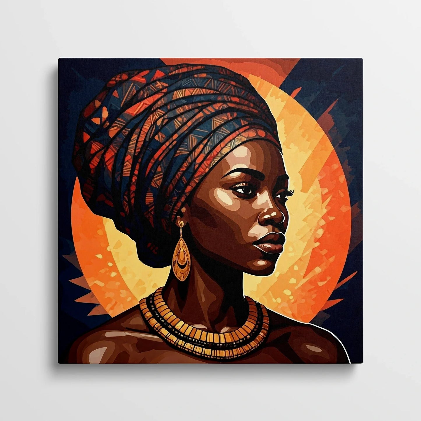Tablou Modern - Portret Geometric African Expresiv 2 - vedere din fata