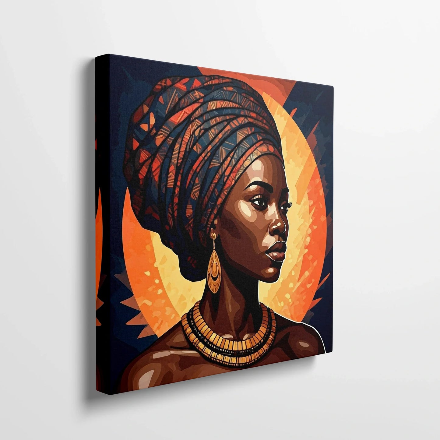 Tablou Modern - Portret Geometric African Expresiv 2 - vedere din lateral sprijinit perete