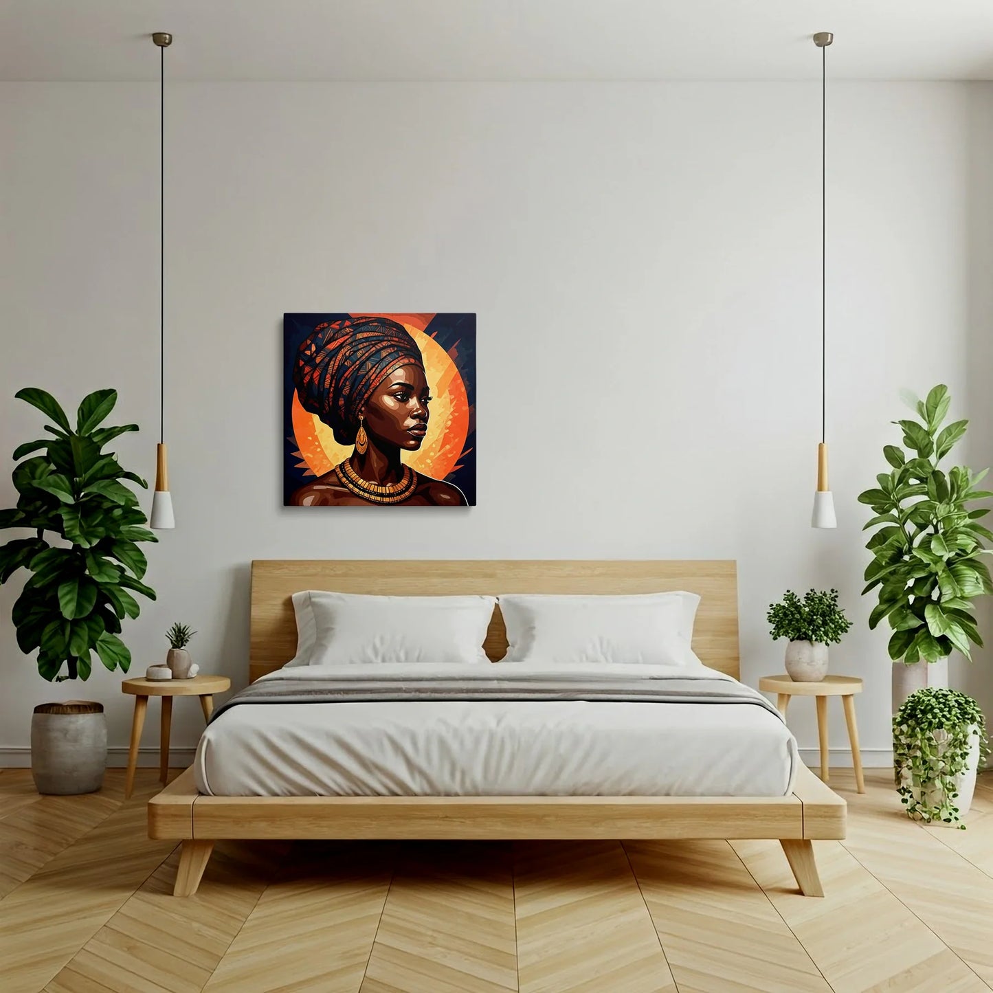 Tablou Modern - Portret Geometric African Expresiv 2 - vedere dormitor