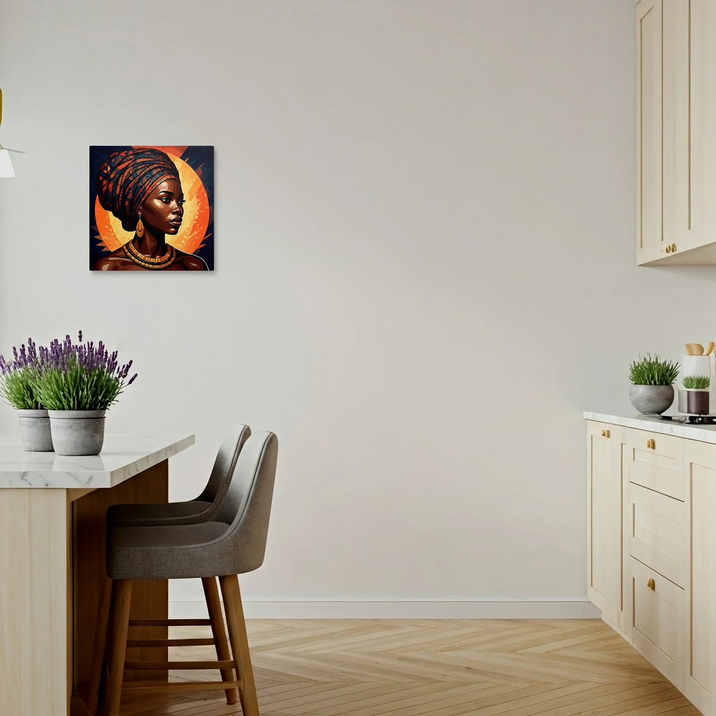 Tablou Modern - Portret Geometric African Expresiv 2 - vedere bucatarie