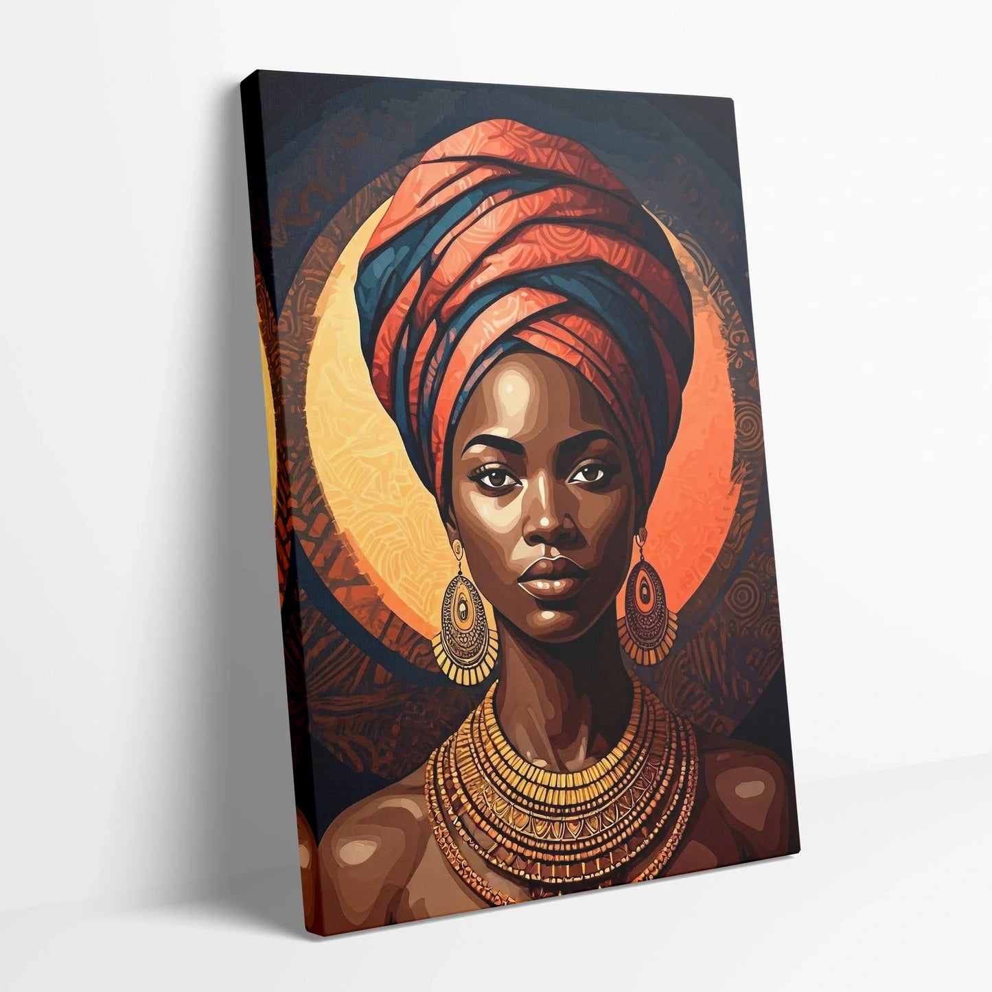 Tablou Modern - Portret Geometric African Expresiv 3 - vedere din lateral sprijinit perete