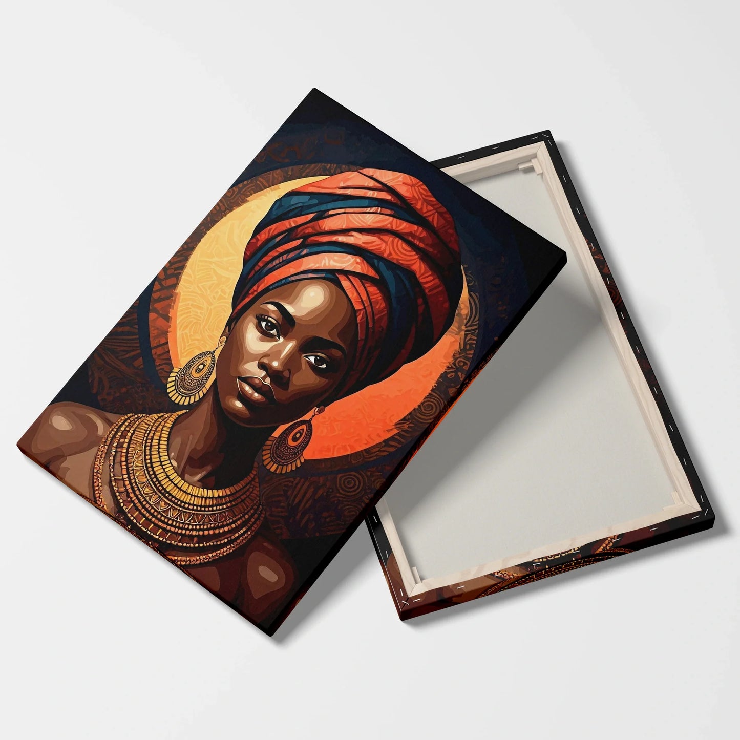 Tablou Modern - Portret Geometric African Expresiv 3 - vedere fata verso