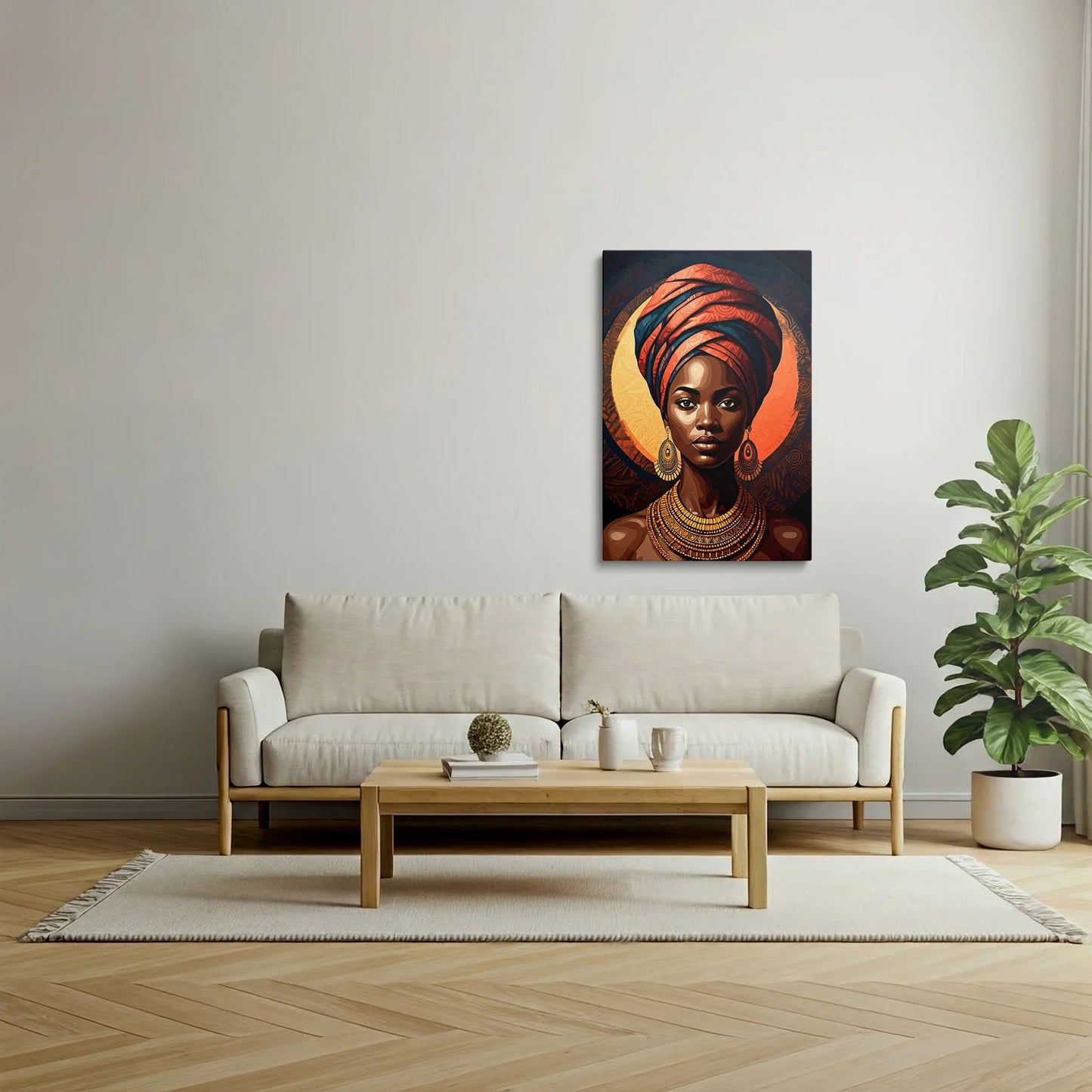Tablou Modern - Portret Geometric African Expresiv 3 - vedere living