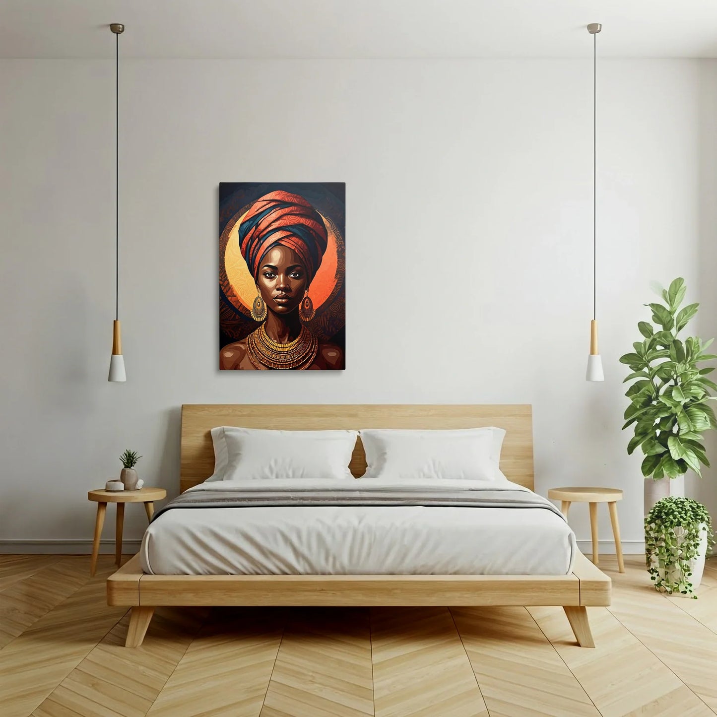 Tablou Modern - Portret Geometric African Expresiv 3 - vedere dormitor
