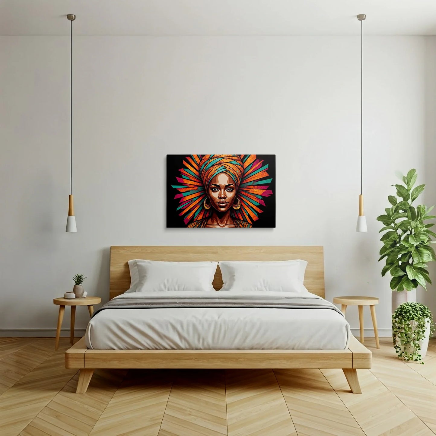 Tablou Modern - Portret Geometric Feminin 7 - vedere dormitor