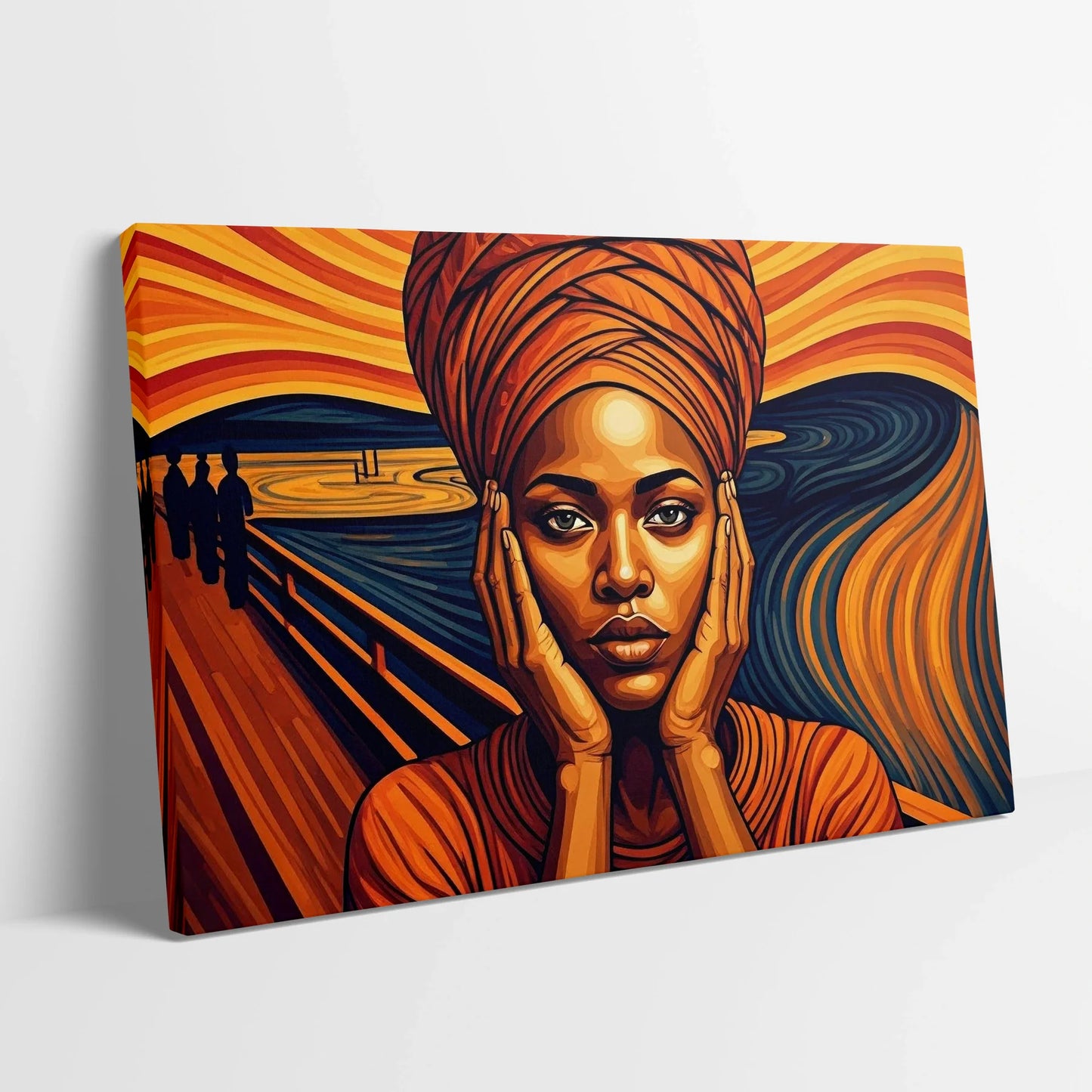 Tablou Modern - Portret Geometric African 4 - vedere din lateral sprijinit perete