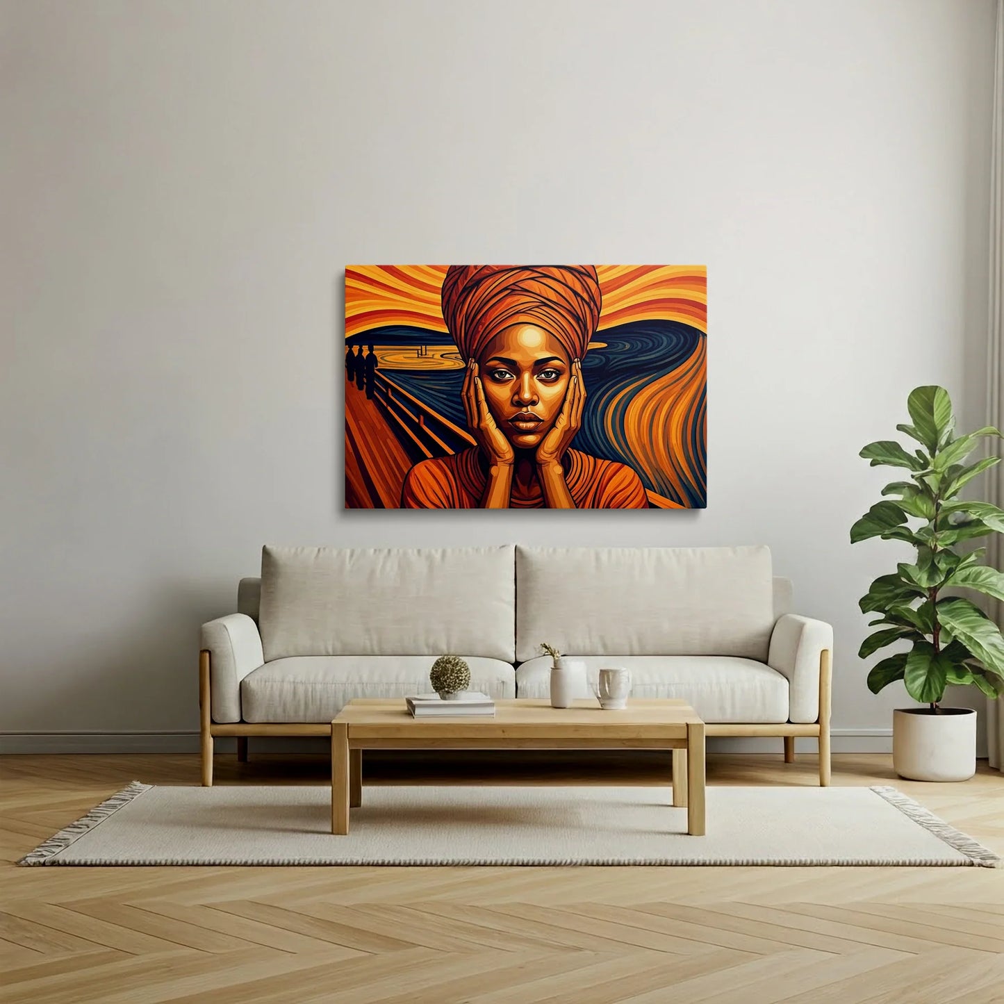 Tablou Modern - Portret Geometric African 4 - vedere living