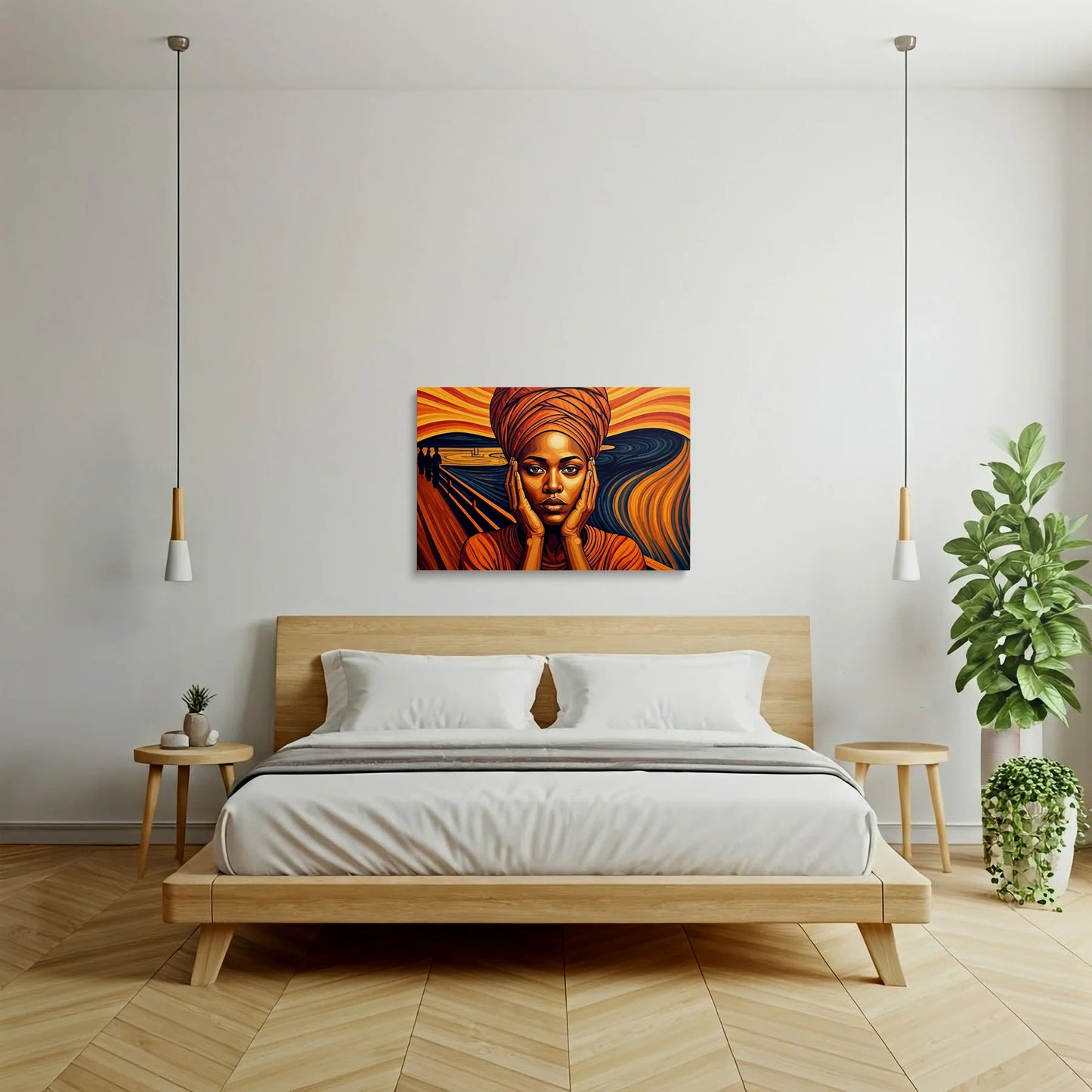 Tablou Modern - Portret Geometric African 4 - vedere dormitor
