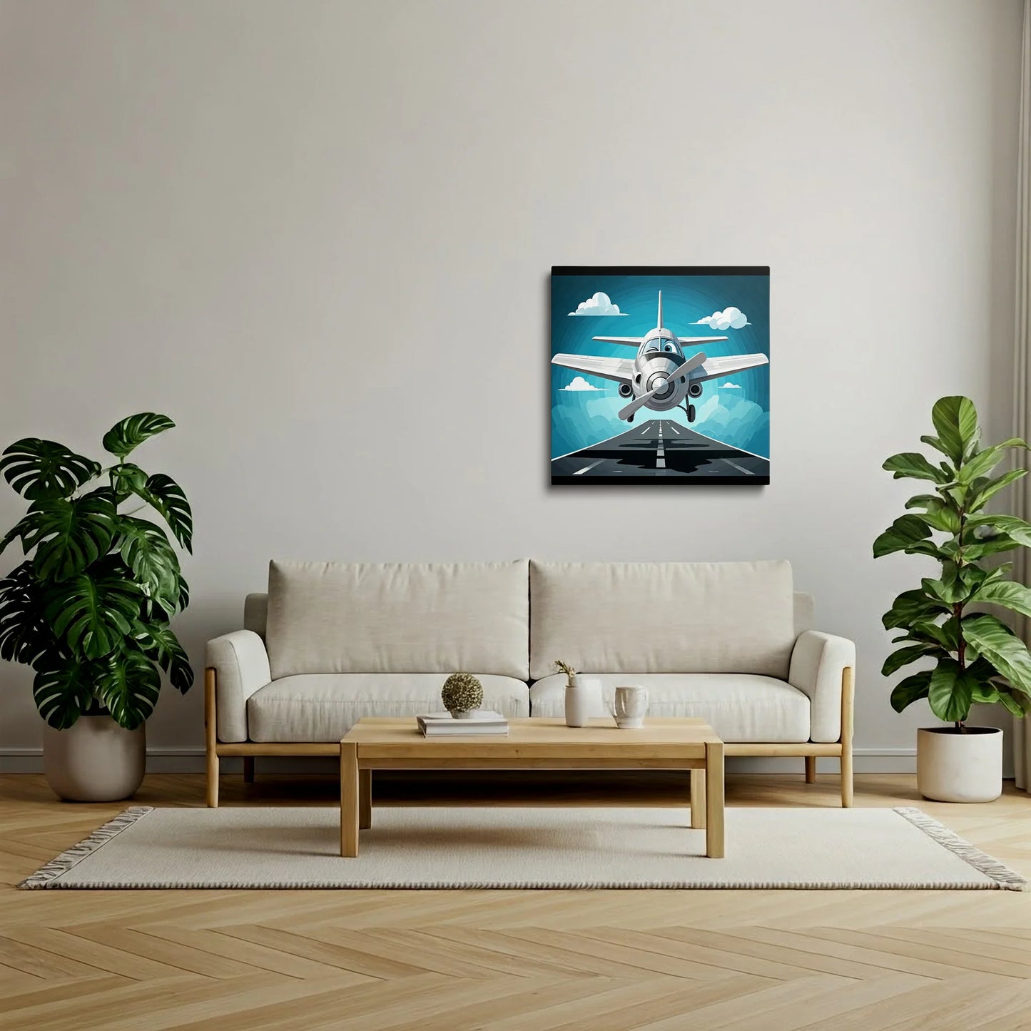 Tablou Modern - Avion Geometric în Zbor