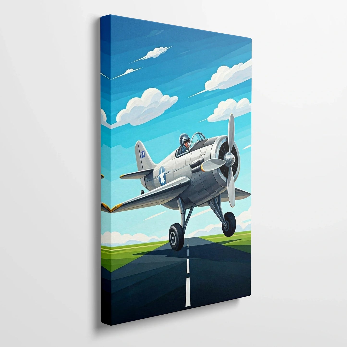 Tablou Modern - Avion Cubist Pe Cerul Albastru - vedere din lateral