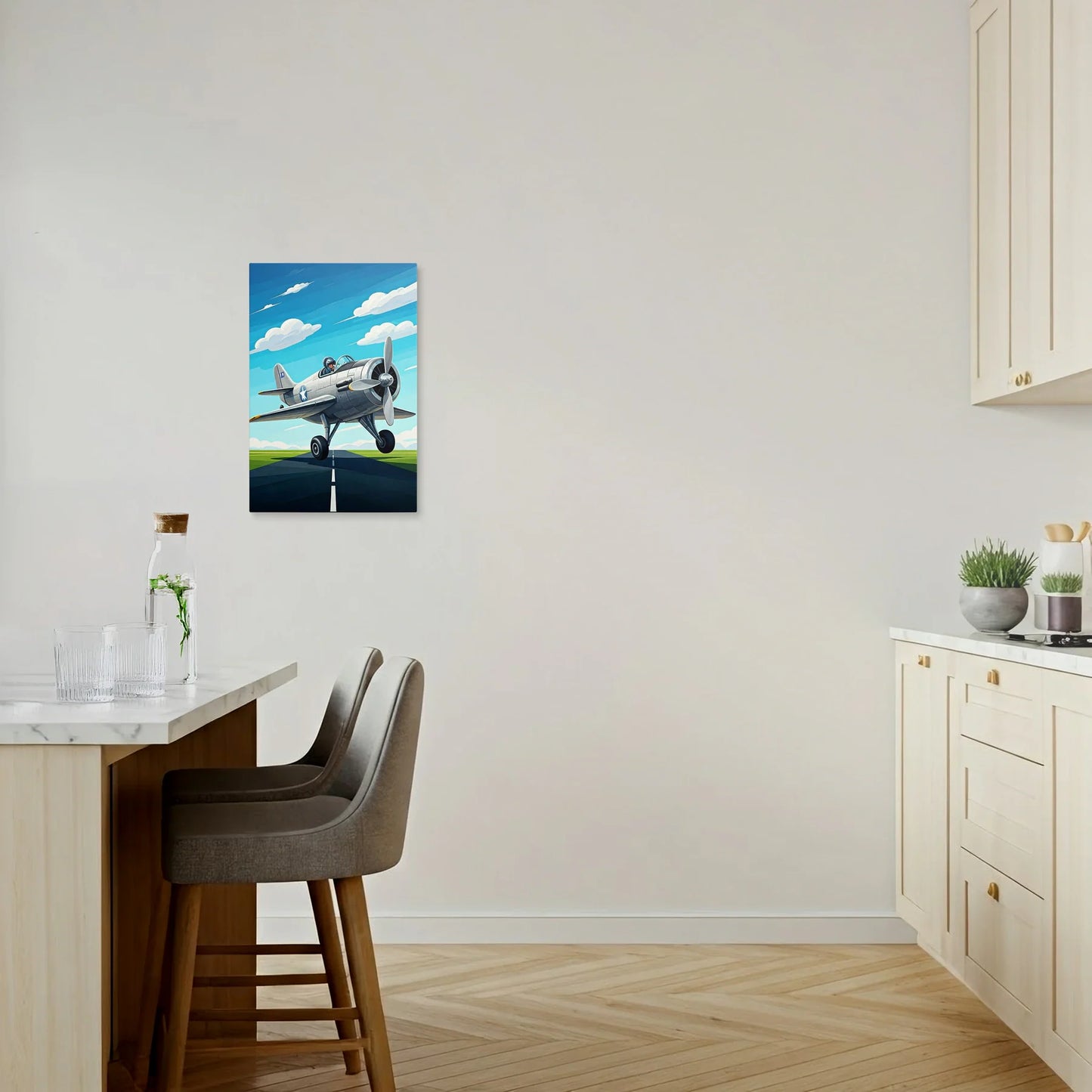Tablou Modern - Avion Cubist Pe Cerul Albastru - vedere bucatarie
