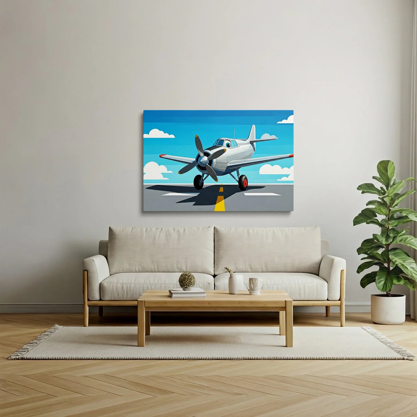 Tablou Modern - Avion Geometric în Culori Pastel - vedere living