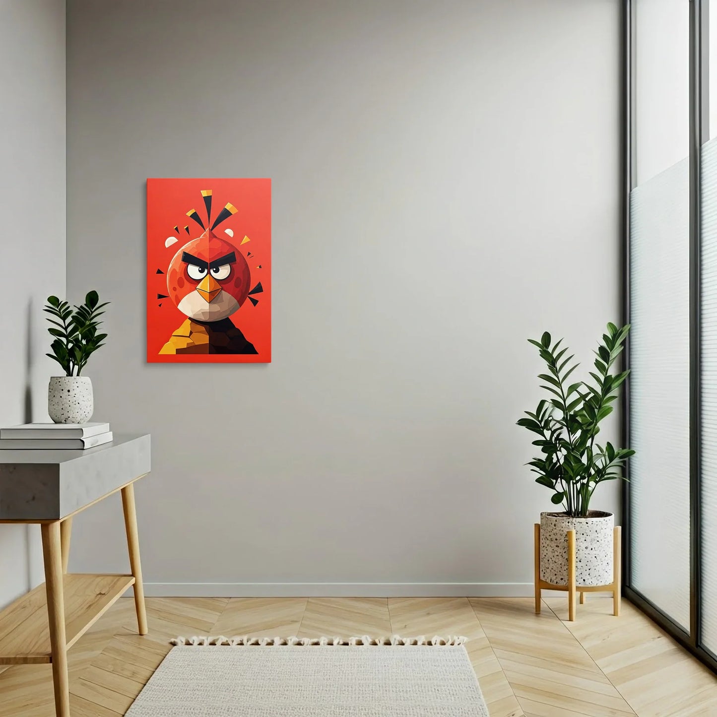 Tablou Modern - Portret Cubist cu Pasăre Într-O Paletă Viu Colorată - vedere hol