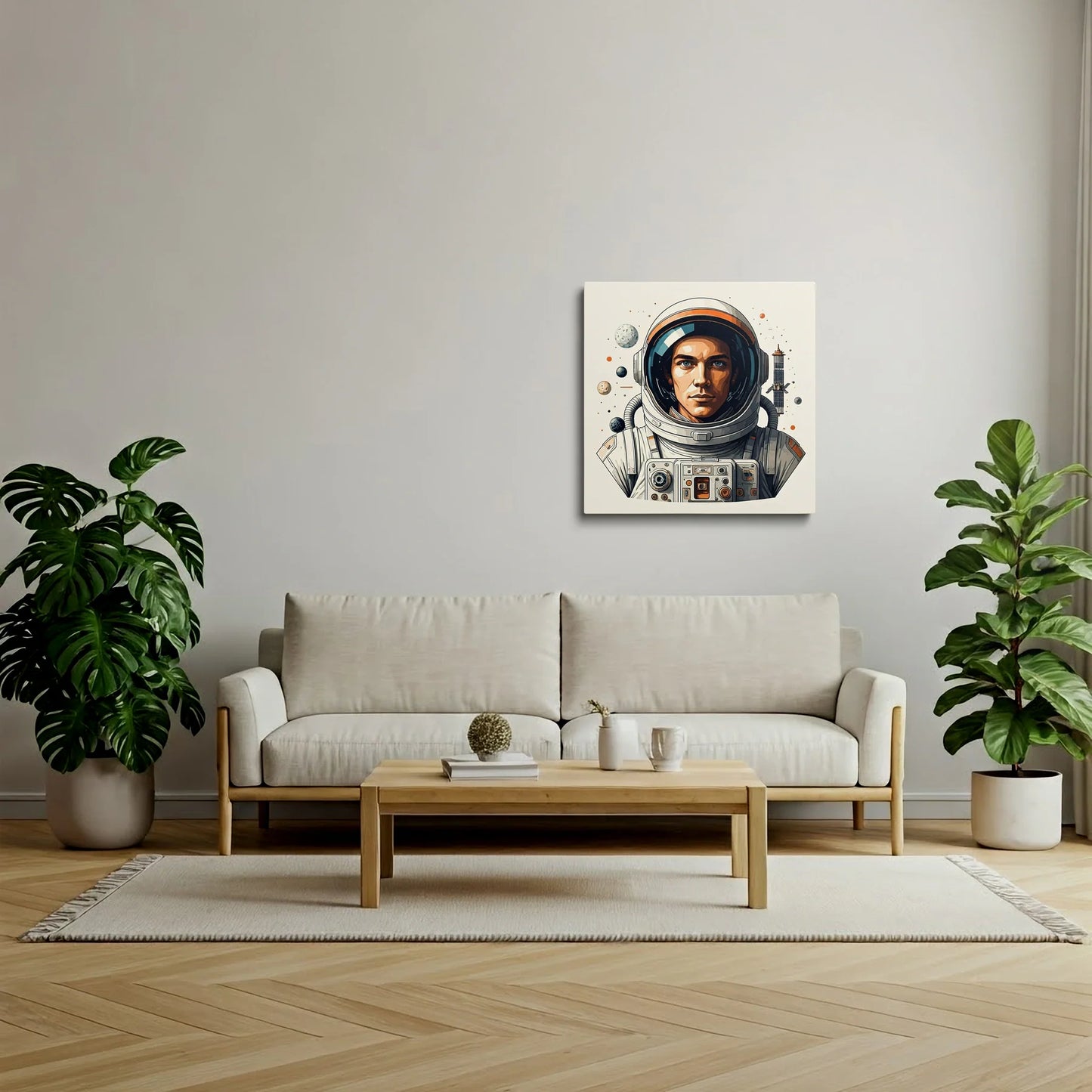 Tablou Modern - Portret Astronaut Cubist Colorat - vedere living