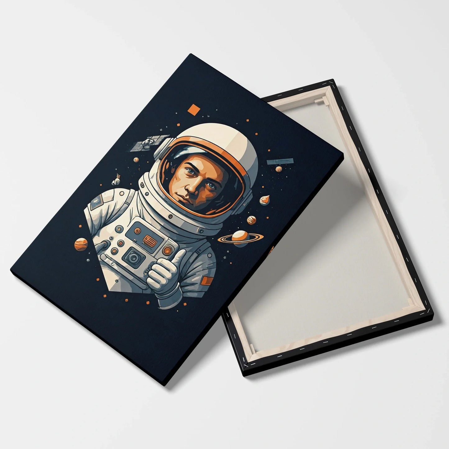 Tablou Modern - Astronaut Colorat cu Stil Cubist - vedere fata verso