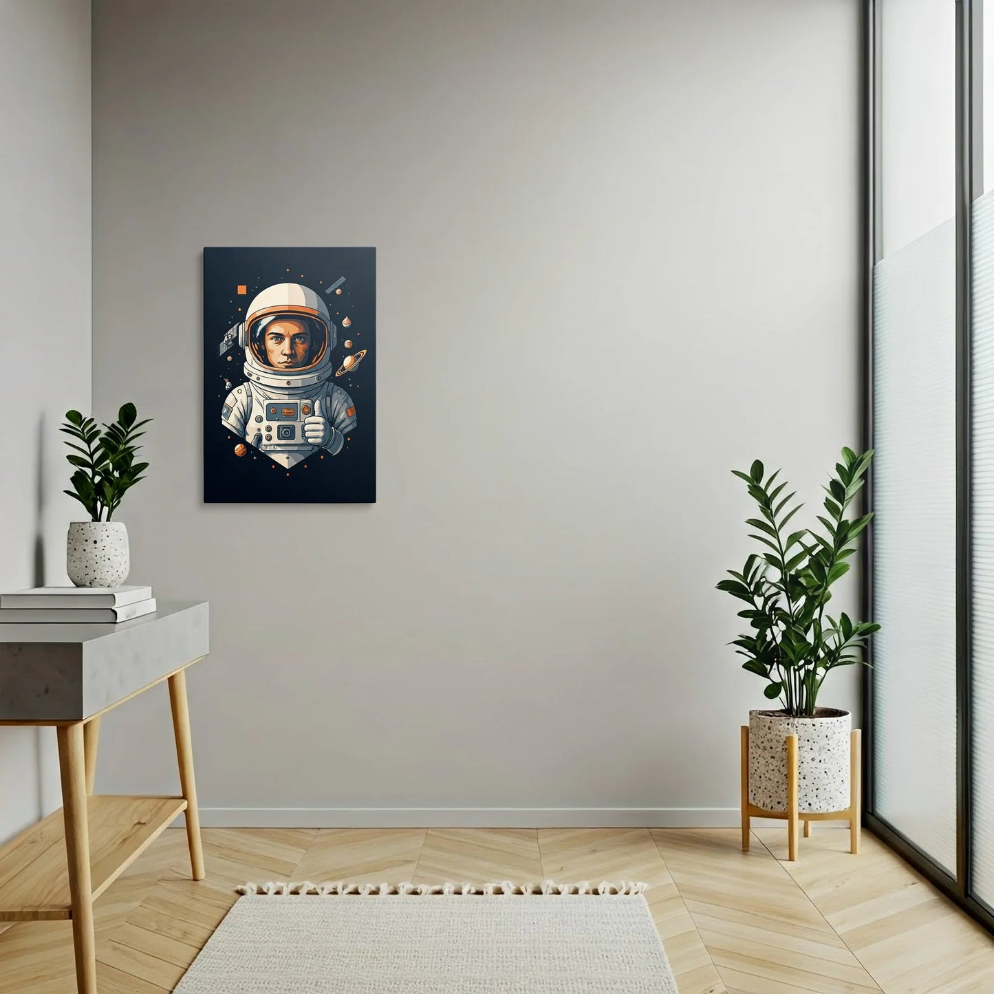Tablou Modern - Astronaut Colorat cu Stil Cubist - vedere hol